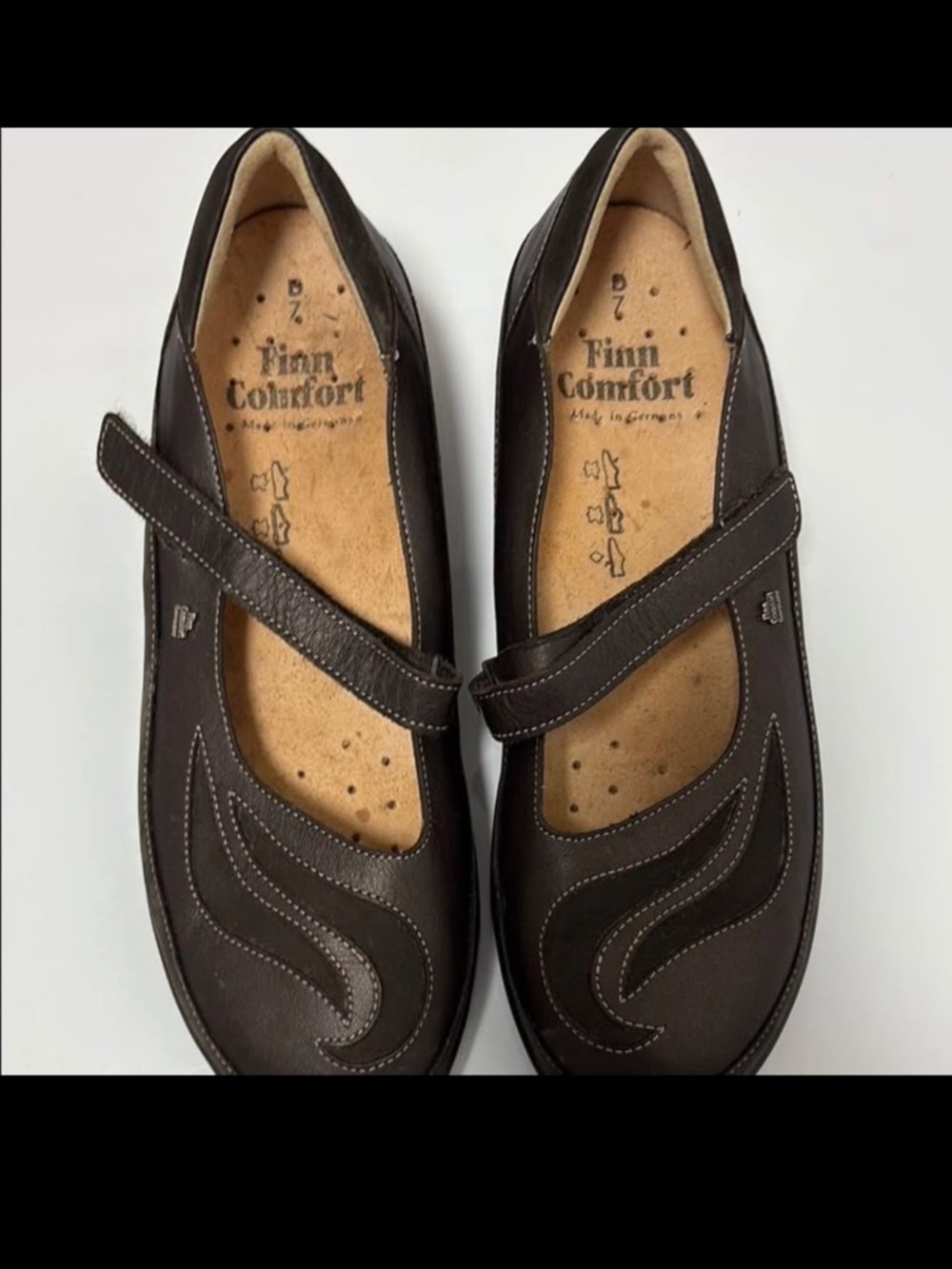 Finn Comfort Dark Brown Leather Suede Loafer Flats Mary Jane’s